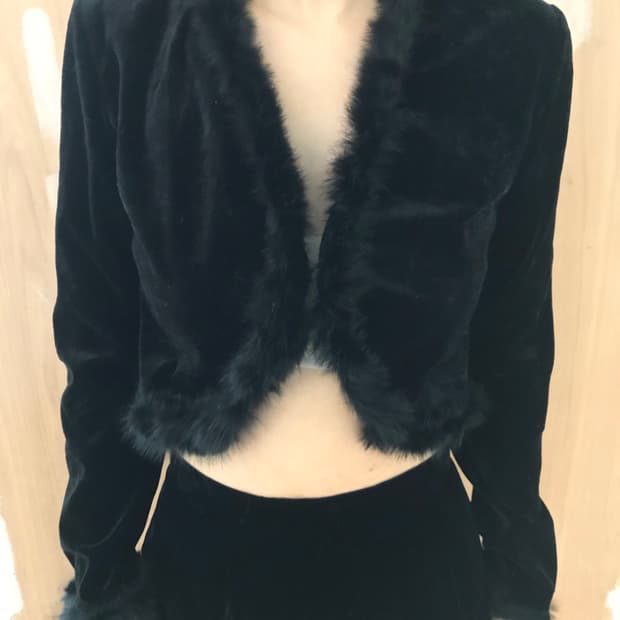 vintage velvet fur cardigan