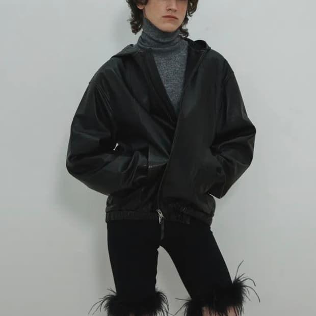 Ostrich Hair Biker Pants / Black
