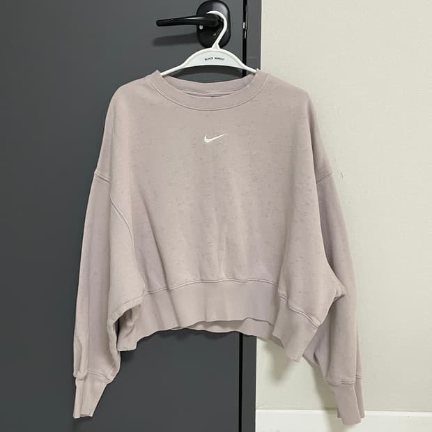 나이키 nike 스우시 맨투맨 크롭 기모
