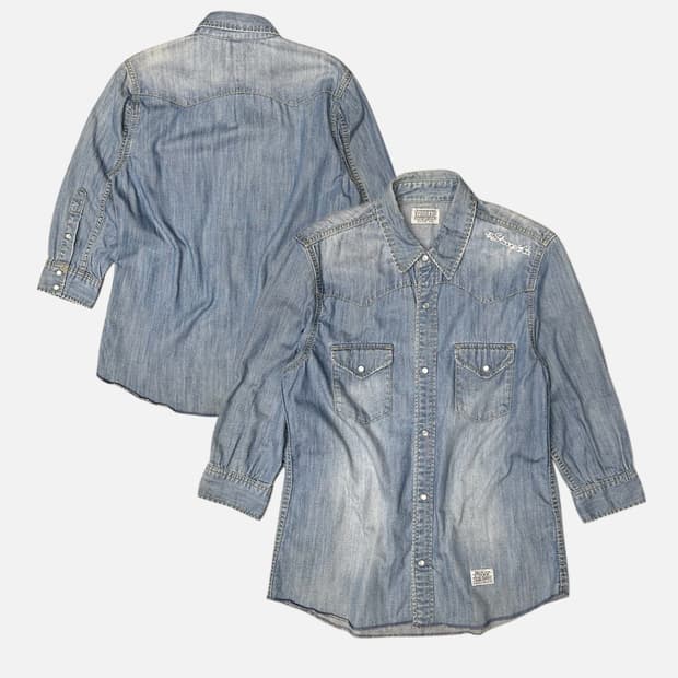 STOOGE&CO stitch logo denim western shir