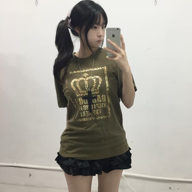 [BABY DOLL] 베이비돌 갸루 레오파드 크라운 반팔