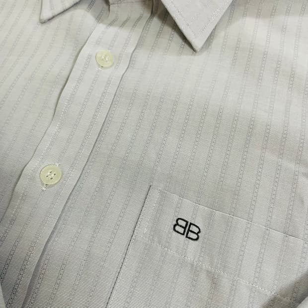 발렌시아가 BB 자수 로고 셔츠 스트라이프 셔츠 체인링크 셔츠