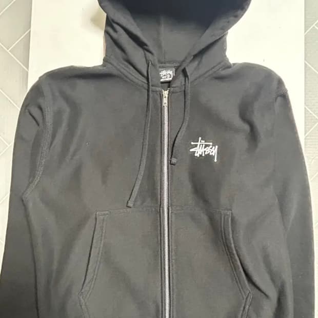 스투시 베이직 후드 집업 블랙