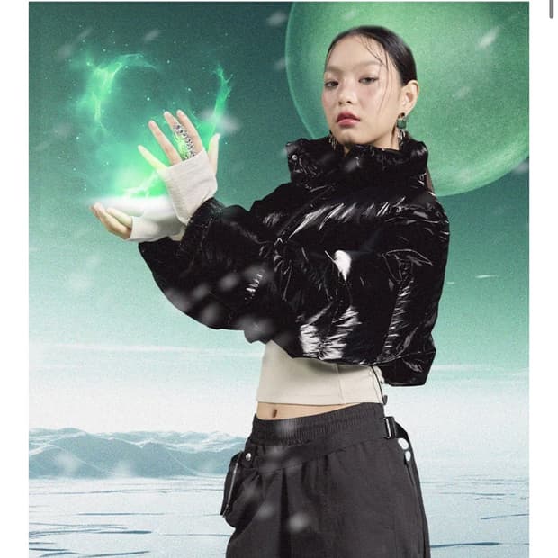 라라폭스 크롭 패딩