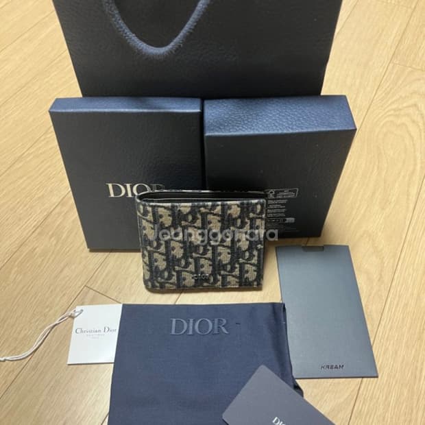 [크림판/풀구성] 디올 컴팩트 오블리크 자카드 반지갑