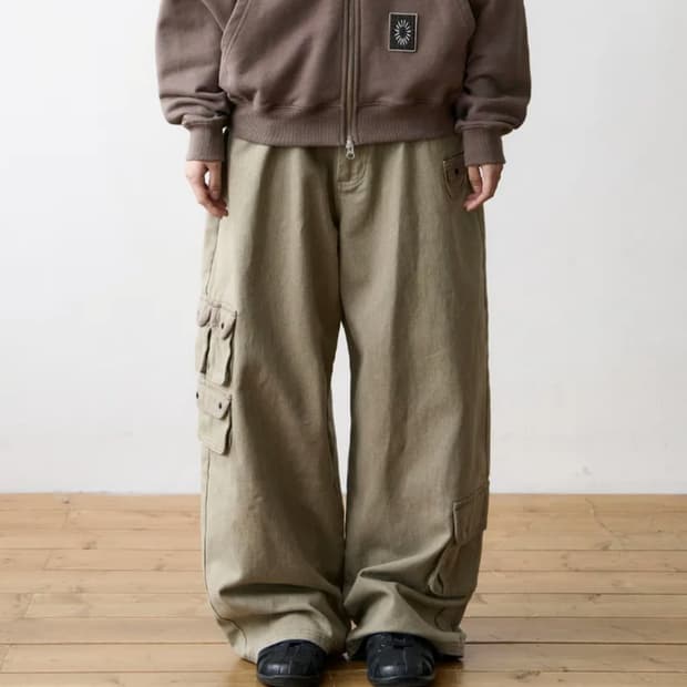 [M] TCM multi cargo pants (beige)