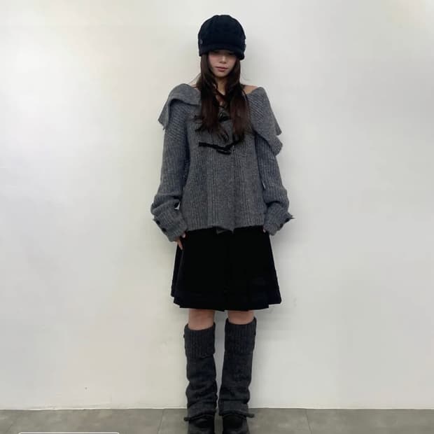 미세키서울 Toggle knit cardigan CHARCOAL