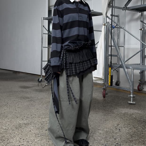 open Yy FULL GATHER PANTS KHAKI