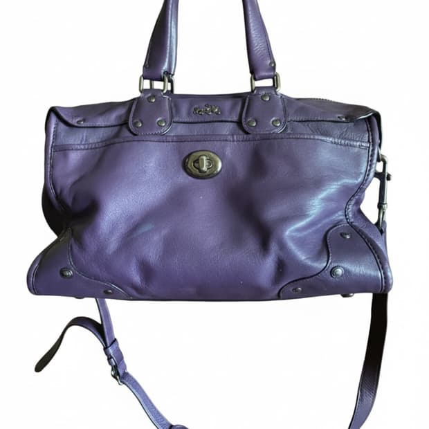 Coach 코치 레더 토트백 퍼플