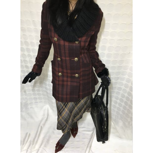 비비안 웨스트우드 체크 더블버튼 코트
