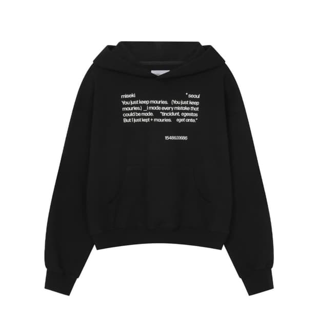 미세키서울 후드티 블랙 Quote sweat hoodie BLACK