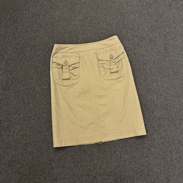 38)Green Eye 빈티지 여성 지퍼 디테일 카고 미디 스커트