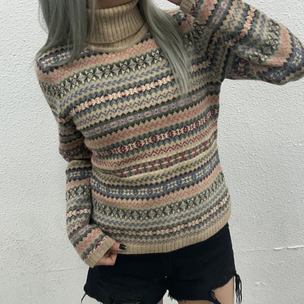 폴로 랄프로렌 에스닉패턴 베이지 폴라 니트 S