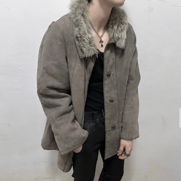 Beige gray suede jacket