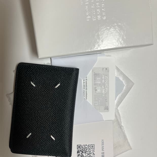 메종 마르지엘라 레더 바이폴드 카드 홀더 블랙