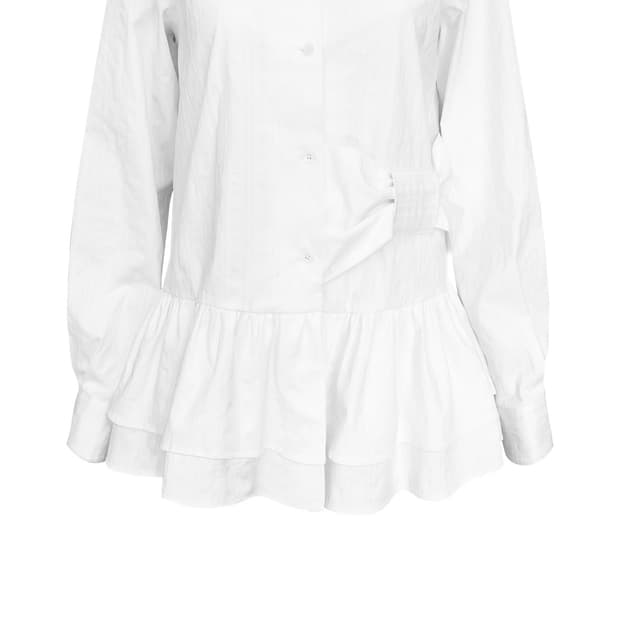 체메씨 보우 프릴셔츠 화이트 BOW FRILL SHIRT (WHITE)