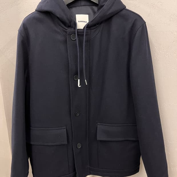 Sandro 네이비 후드 코트