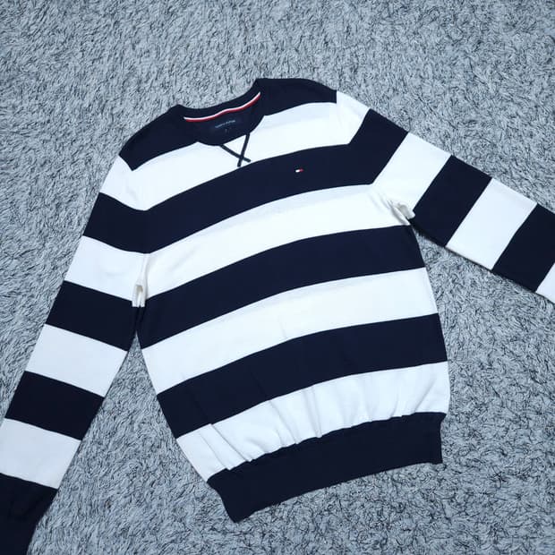  타미힐피거) M 남자 라운드 코튼니트 면니트 / 왕눈이샵