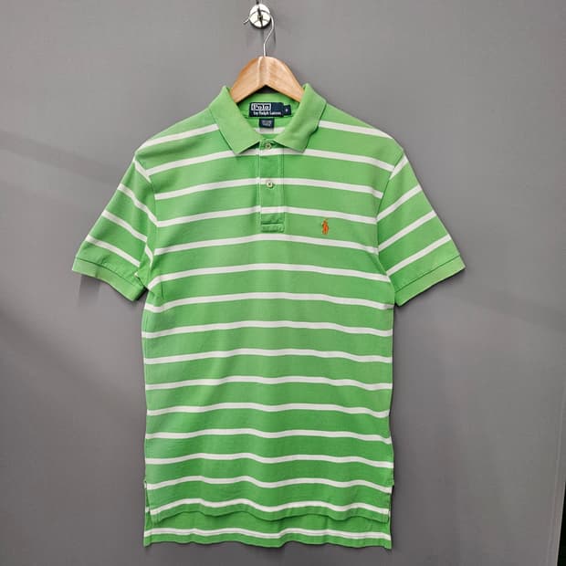 폴로 랄프로렌 스트라이프 반팔 카라티 그린