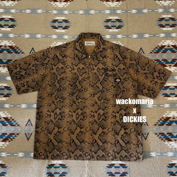 [S][100] 와코마리아 x 디키즈 하프집업 워크셔츠 파이톤 