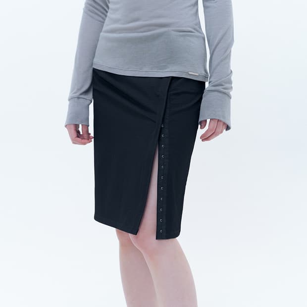 미세키서울Hookandeye slit skirt BLACK