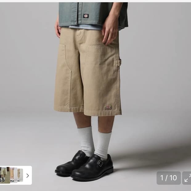 워시드 더블니 카펜터 트윌 쇼츠 Khaki S 새상품 디키즈