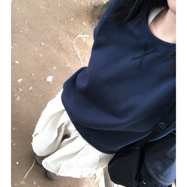 유데모닉 래글런 반팔 맨투맨 네이비