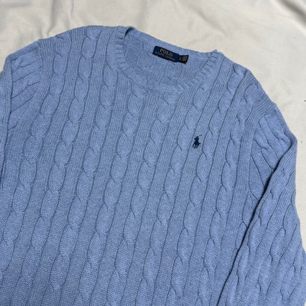 L 폴로랄프로렌 스카이블루 케이블 니트