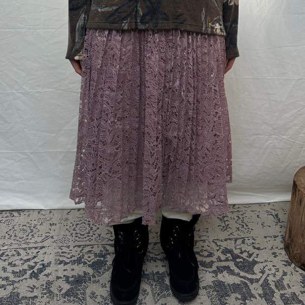 earth music 레이스 밴딩 스커트