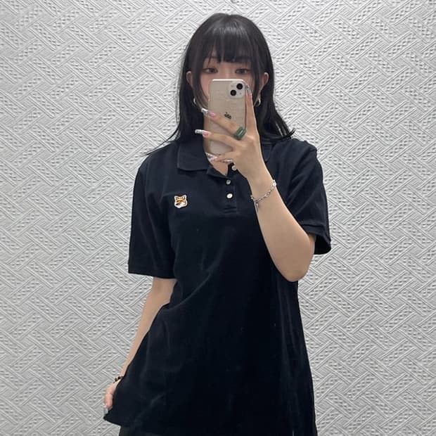 메종키츠네 빈티지 캐주얼 모던시크 폭스헤드 반팔 카라티 L C12620