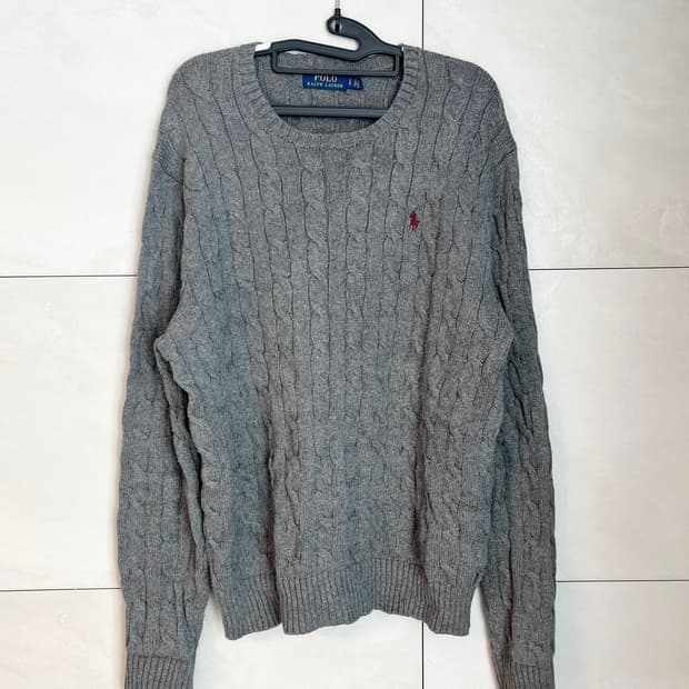 폴로 랄프로렌 케이블 니트 그레이 (L) 