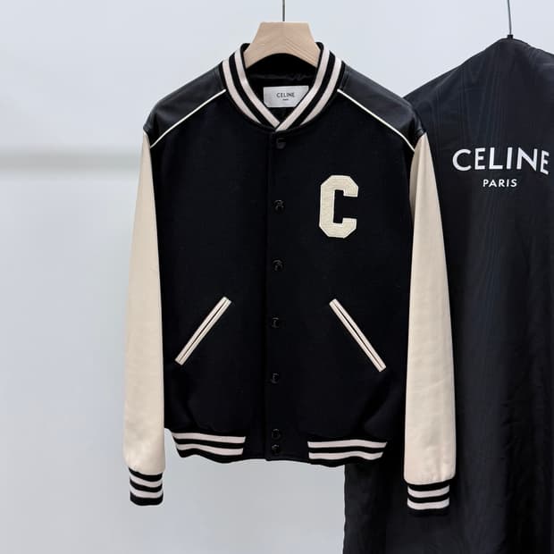 [S+급/50] 셀린느 C로고 테디 바시티 자켓 블랙