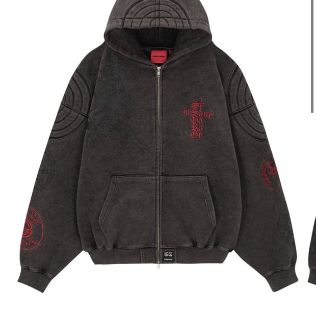 인세인개러지 패디드 숄더 후디 빈티지블랙 1사이즈 후드집업