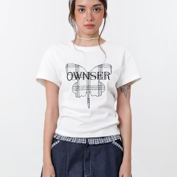 [새상품] 오운서 런웨이티켓 티셔츠 OWN Grid T-shirt_Whi