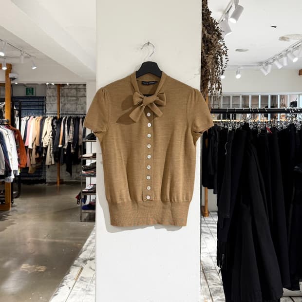 랄프로렌 베이지 리본 하프 가디건