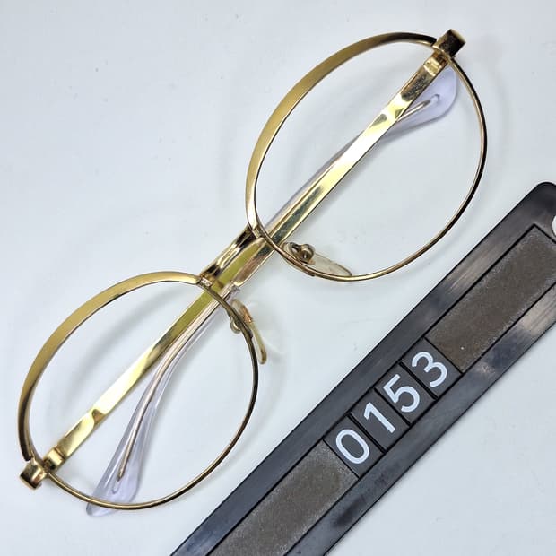 80s 일본제 빈티지 데드스톡/골드 브로우라인 포인트 안경테 133mm