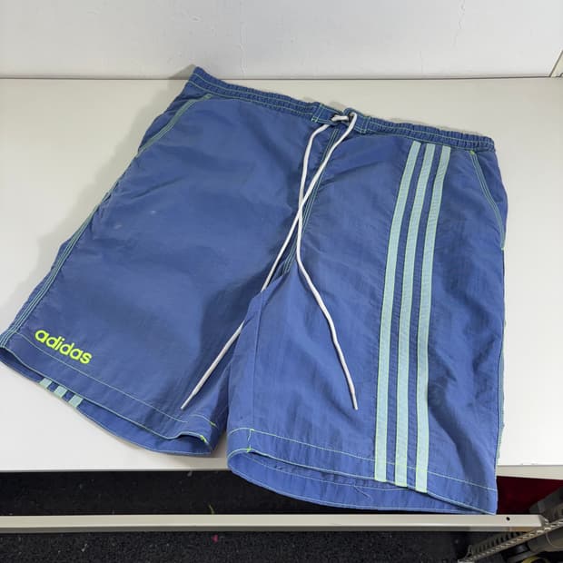 XL 아디다스 스카이블루 삼선포인트 나일론 스윔팬츠