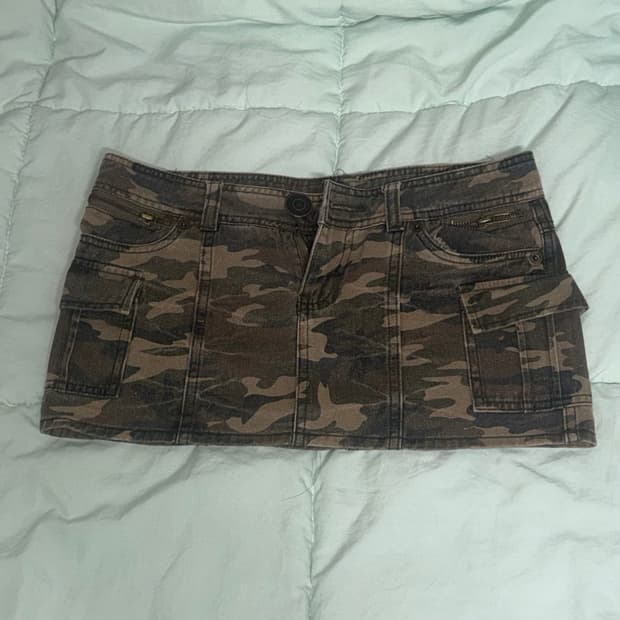 갸루 y2k 카모 카고 미니 스커트 