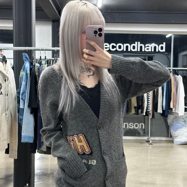 히스테릭 글래머 그레이 니트 가디건