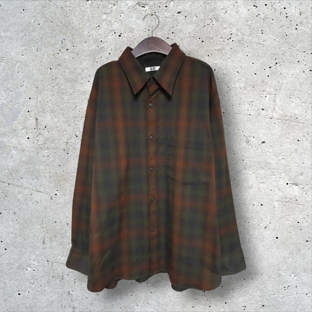 유니클로 헤비플란넬 오버사이즈 체크 셔츠 (105/XL)