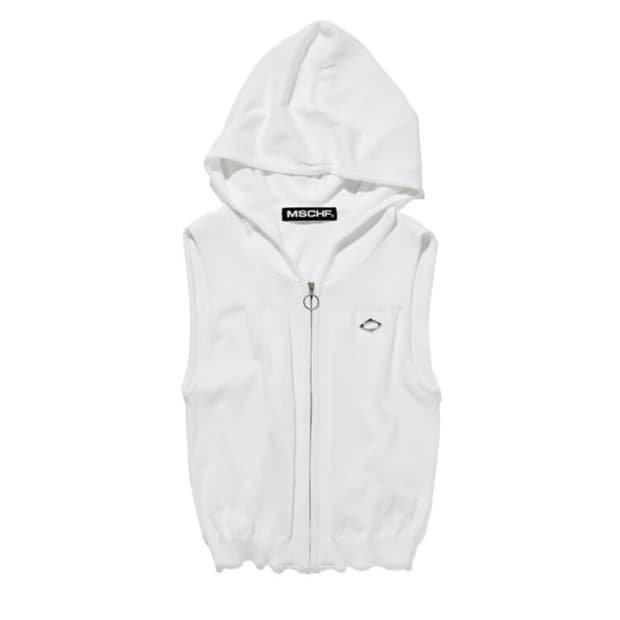 (택제거 새상품)미스치프 롬버스 후드니트 베스트