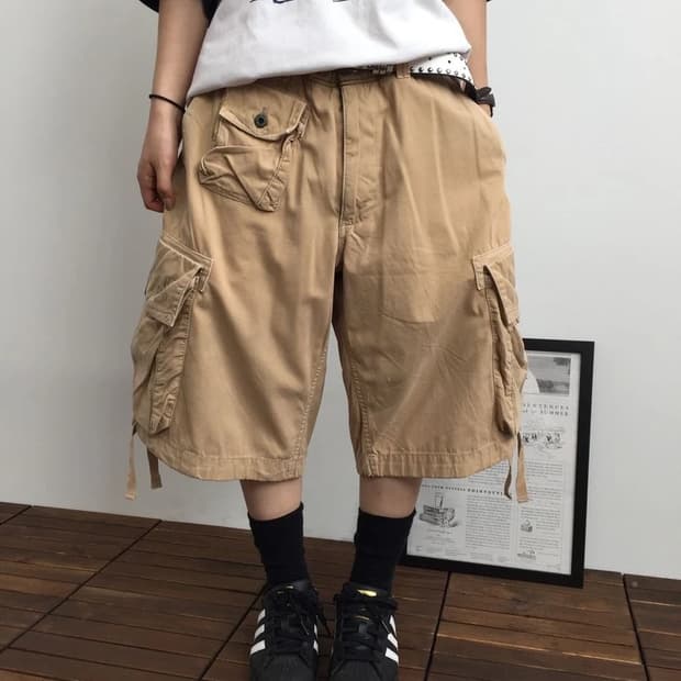 00s Polo Jeans Multi Cargo Shorts Beige
