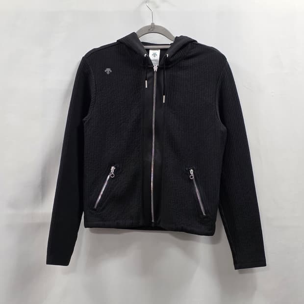 1794 [데상트] 골지 블랙 텍스쳐 후드집업 s