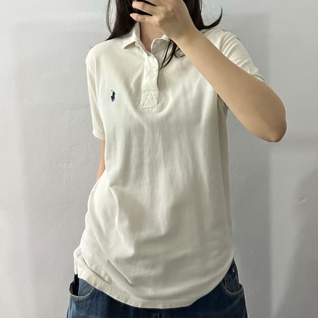 (M) 폴로 랄프로렌 반팔 카라티 화이트