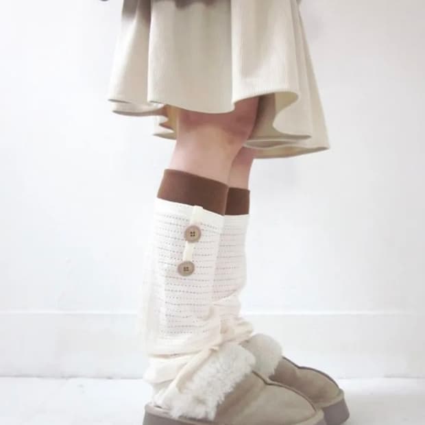 지그재그 히피디피 오트 oat 단추 버튼 레그워머 에이블리무신사모리걸