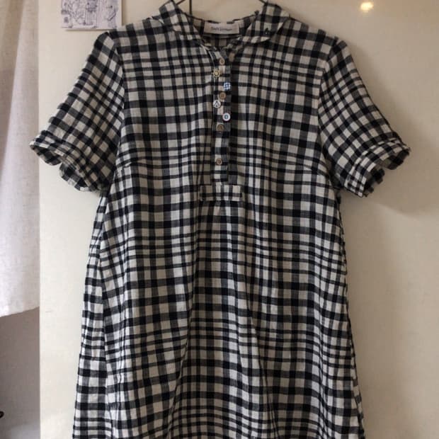빈티지 체크 셔츠 원피스 상의