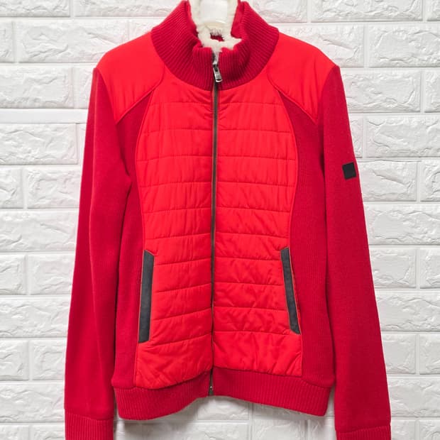 택포) 노스페이스 빨간색 방풍 패딩 니트 M
