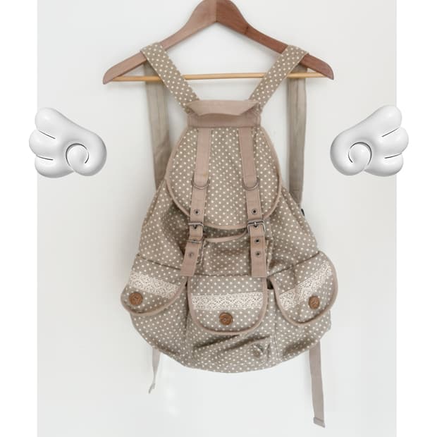 단추코어 땡땡이 도트 레이스 아일렛 모리걸 백팩 가방 배낭