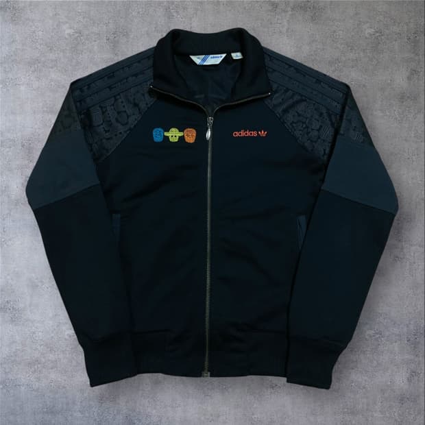 아디다스 빈티지 해골 자수 빅로고 블랙 트랙탑