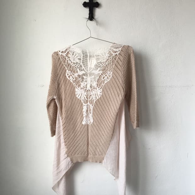 Layered point open knit cardigan